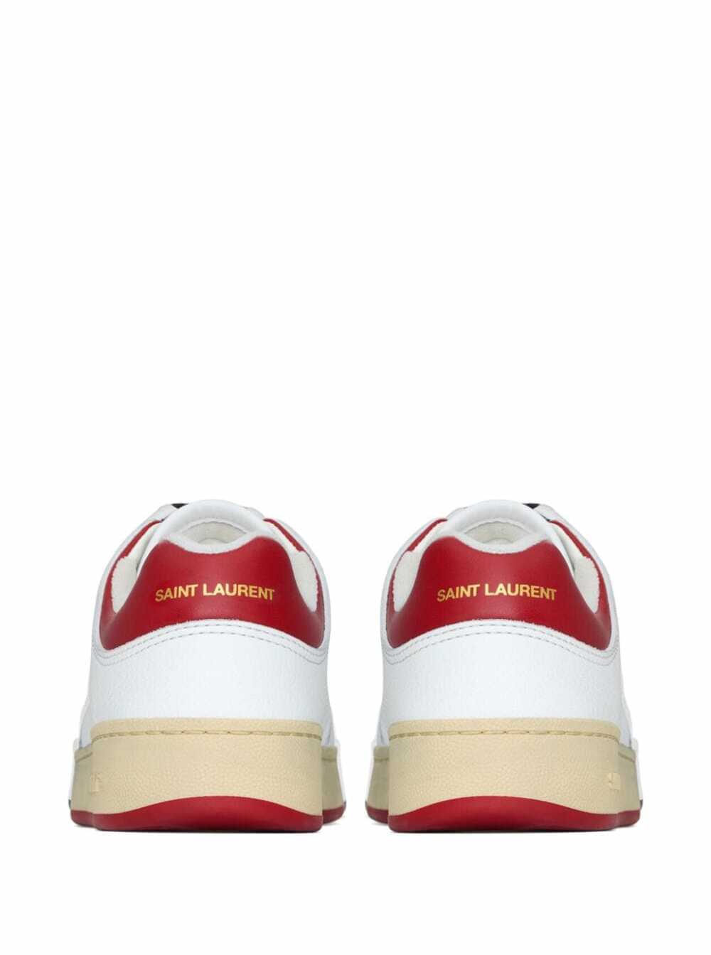 Saint Laurent Men White And Red Low Top Sneakers With Logo Detail In Leather Man SAINT LAURENT