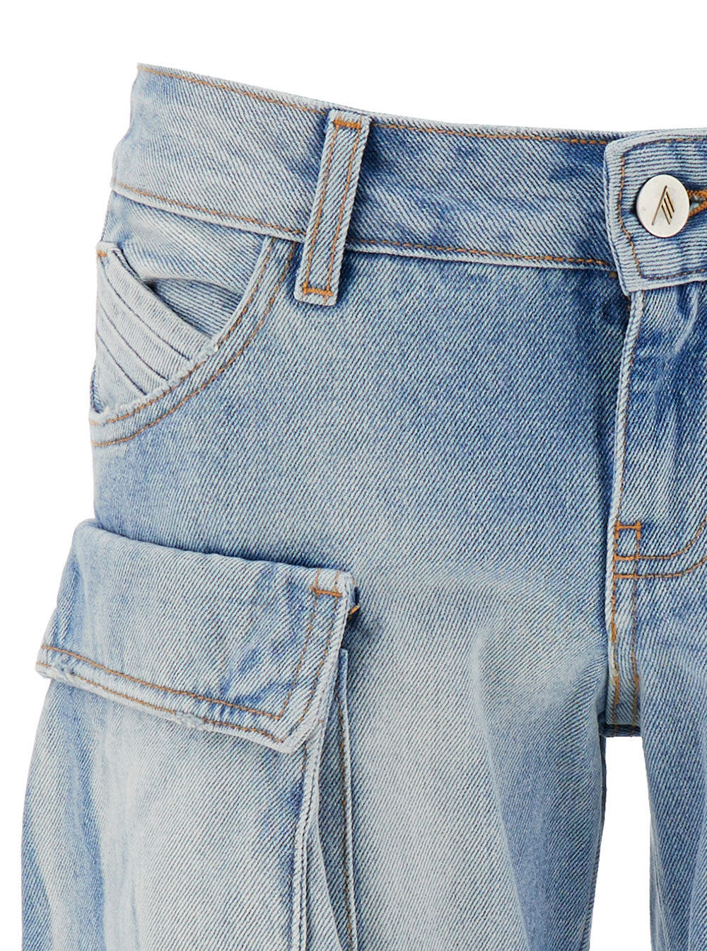 The Attico Women 'Essie' Light Blue Fitted Jeans With Cargo Pockets In Denim Woman THE ATTICO