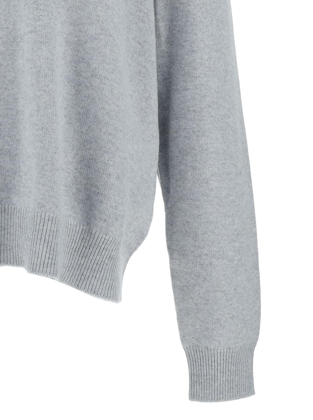 Bottega Veneta Men Grey Pullover With Intrecciato Patch On Elbows In Cashmere Man BOTTEGA VENETA