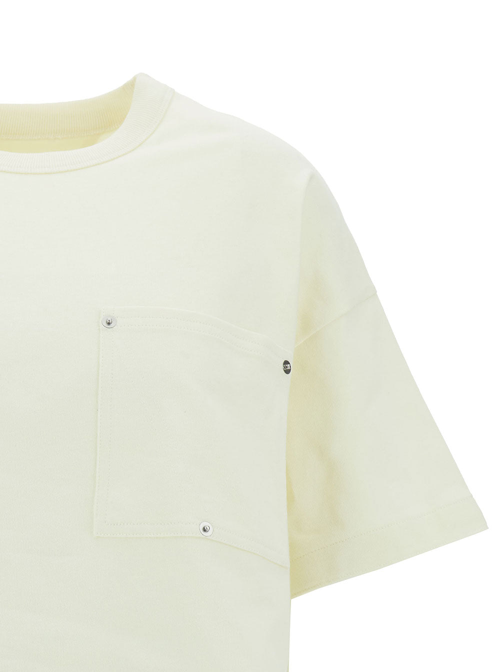 Bottega Veneta Women White Crop T-Shirt With Patch Pockets In Cotton Woman BOTTEGA VENETA