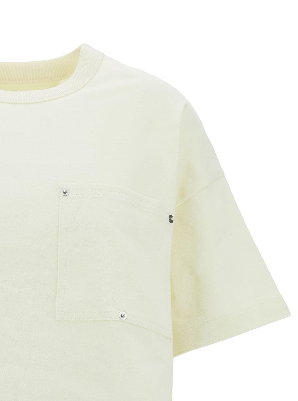 Bottega Veneta Women White Crop T-Shirt With Patch Pockets In Cotton Woman BOTTEGA VENETA
