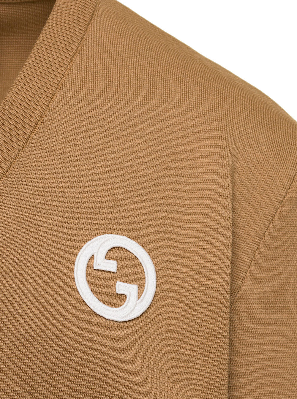 Gucci Men Beige Sweater With Interlocking G And V Neck In Wool Man GUCCI