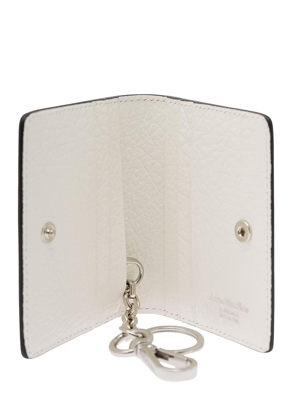 Acne Studios Men White Card-Holder With Embossed Logo In Hammered Leather Man ACNE STUDIOS