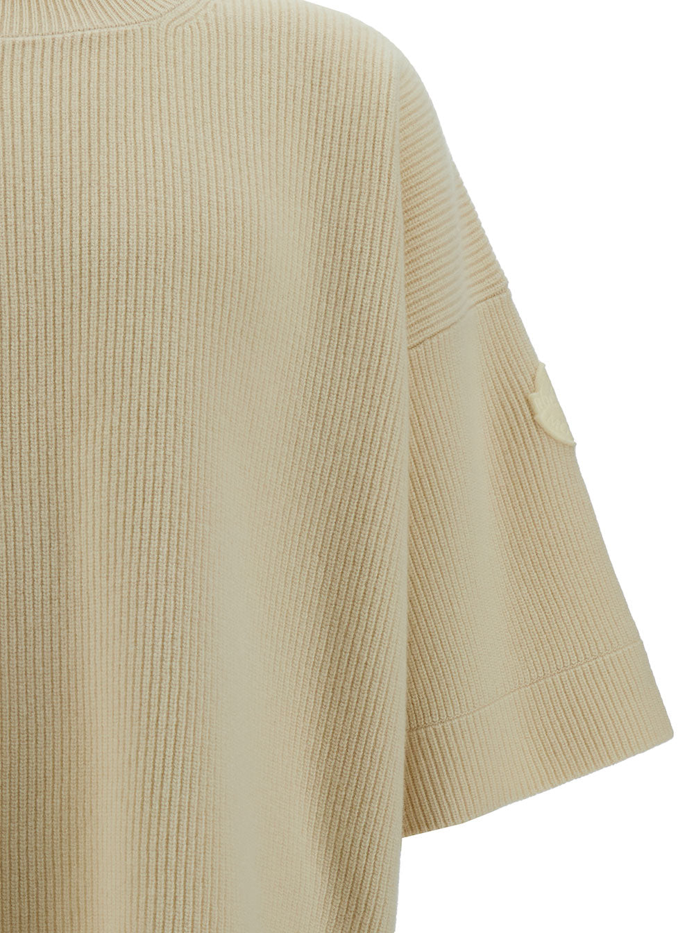 Moncler Genius Men Beige Ribbed Sweater With Moncler X Roc Nation By Jay-Z Patch In Wool Man MONCLER GENIUS
