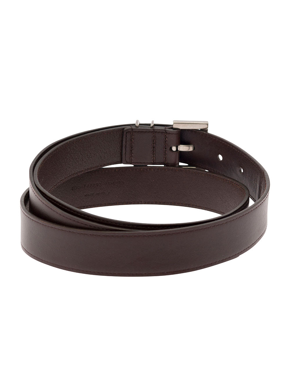 Saint Laurent Men 'Cassandre' Brown Belt With Logo Detail In Leather Man SAINT LAURENT