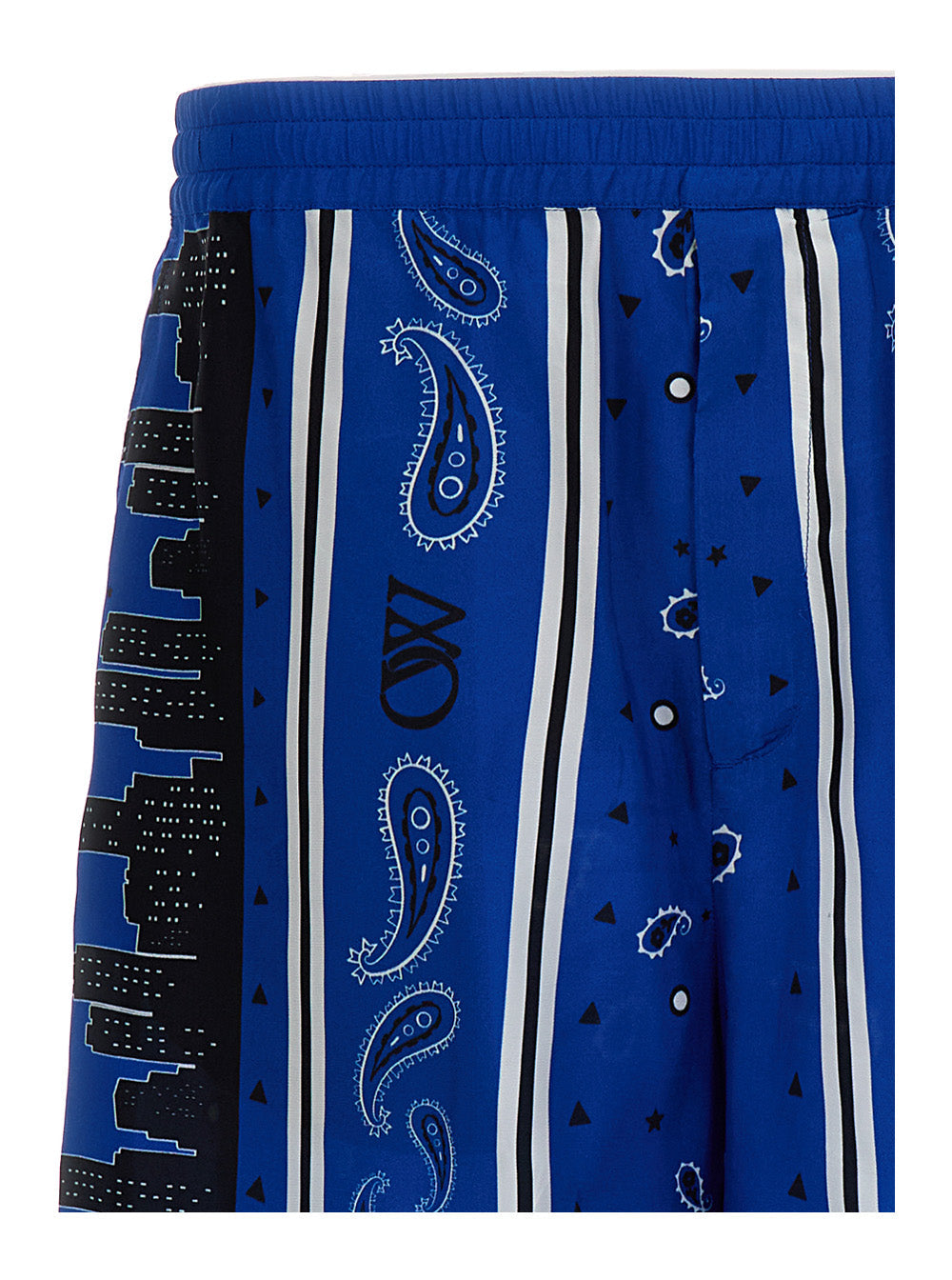 Off-White Men Blue Bandana Paisley Print Shorts In Viscose Man OFF-WHITE
