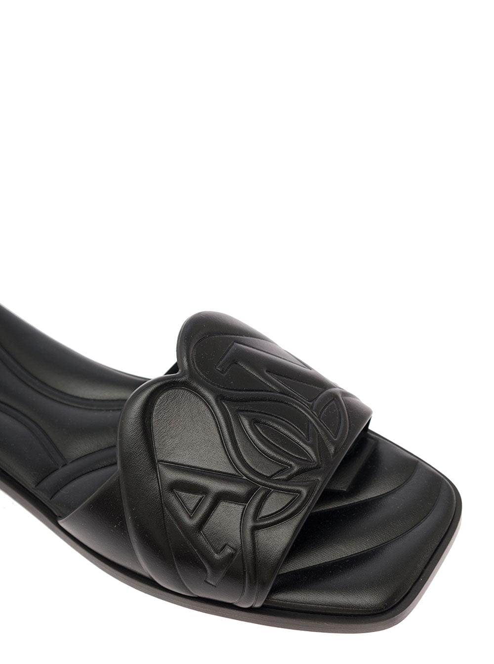 Alexander Mcqueen Women Black Quilted Sandals With Logo Motif In Leather Woman ALEXANDER MCQUEEN