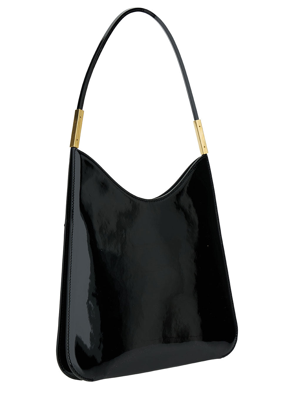 Saint Laurent Women 'Sadie' Black Hobo Bag With Saint Laurent Signature In Patent Leather Woman