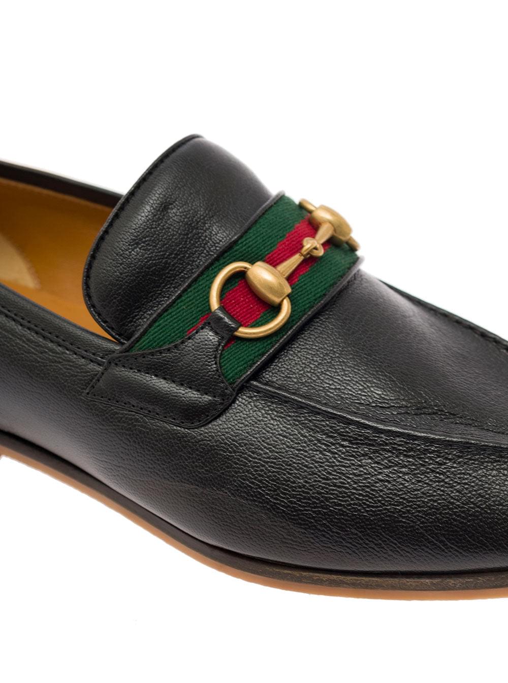 Gucci Men 'Paride' Black Loafers With Web And Horsebit Detail In Leather Man GUCCI