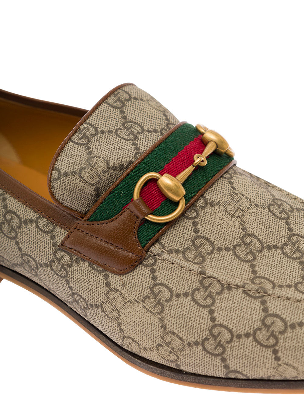 Gucci Men 'Paride' Beige Loafers With Horsebit And Web Detail In Gg Supreme Canvas Man GUCCI