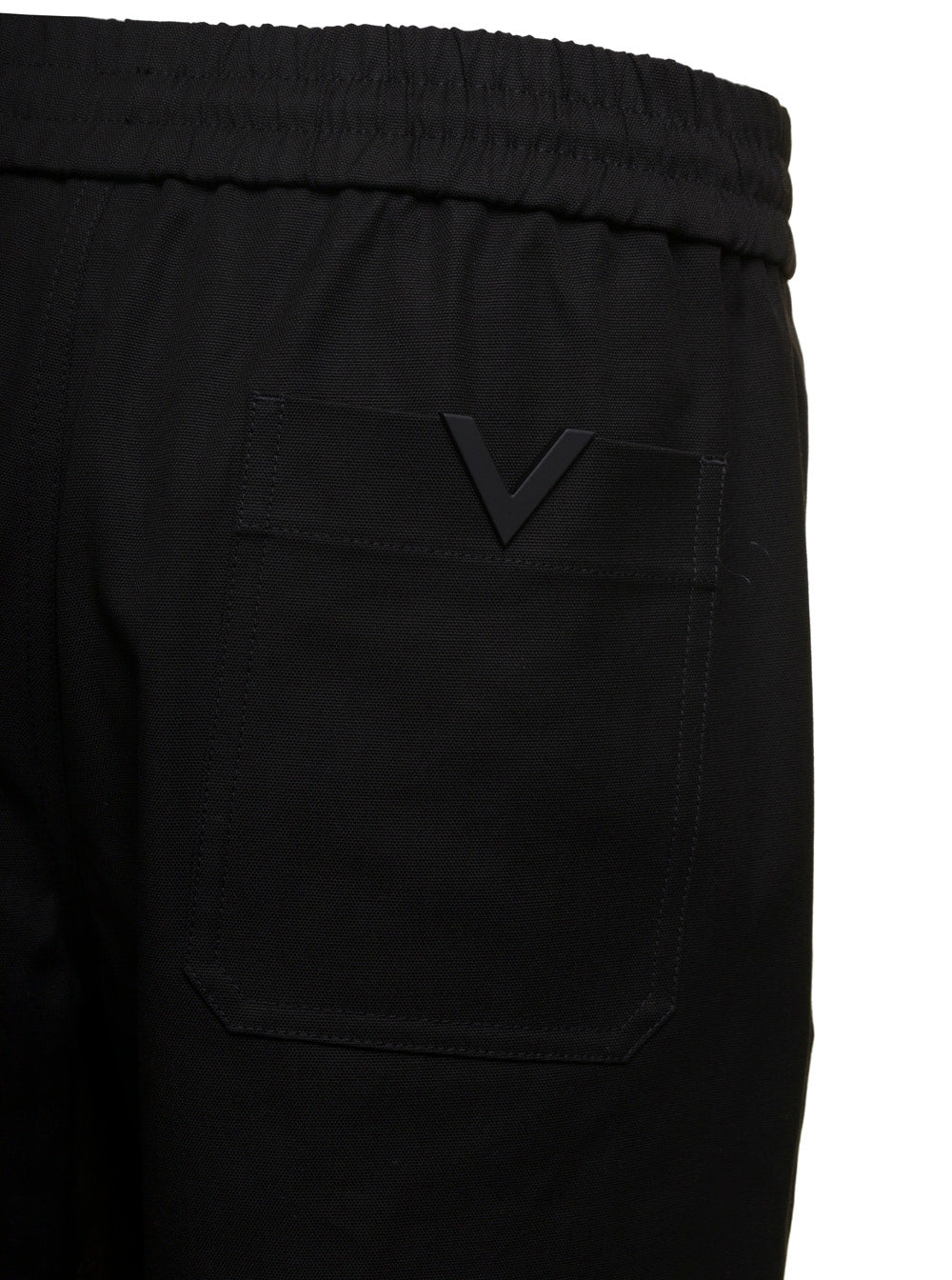 Valentino Men Black Medium Waist Straight Pants In Cotton Blend Man VALENTINO
