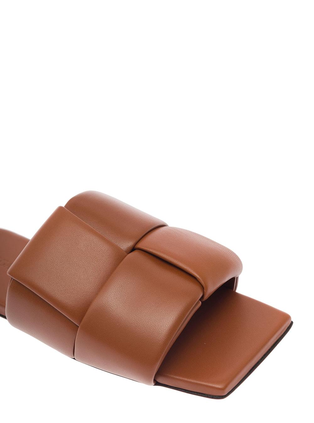 Bottega Veneta Women Brown Flat Mules With Padded Intreccio Band In Leather Woman BOTTEGA VENETA