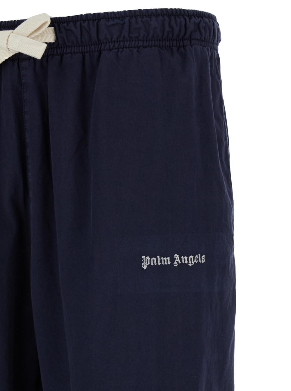 Palm Angels Men Blue Flared Trousers In Cotton Man PALM ANGELS