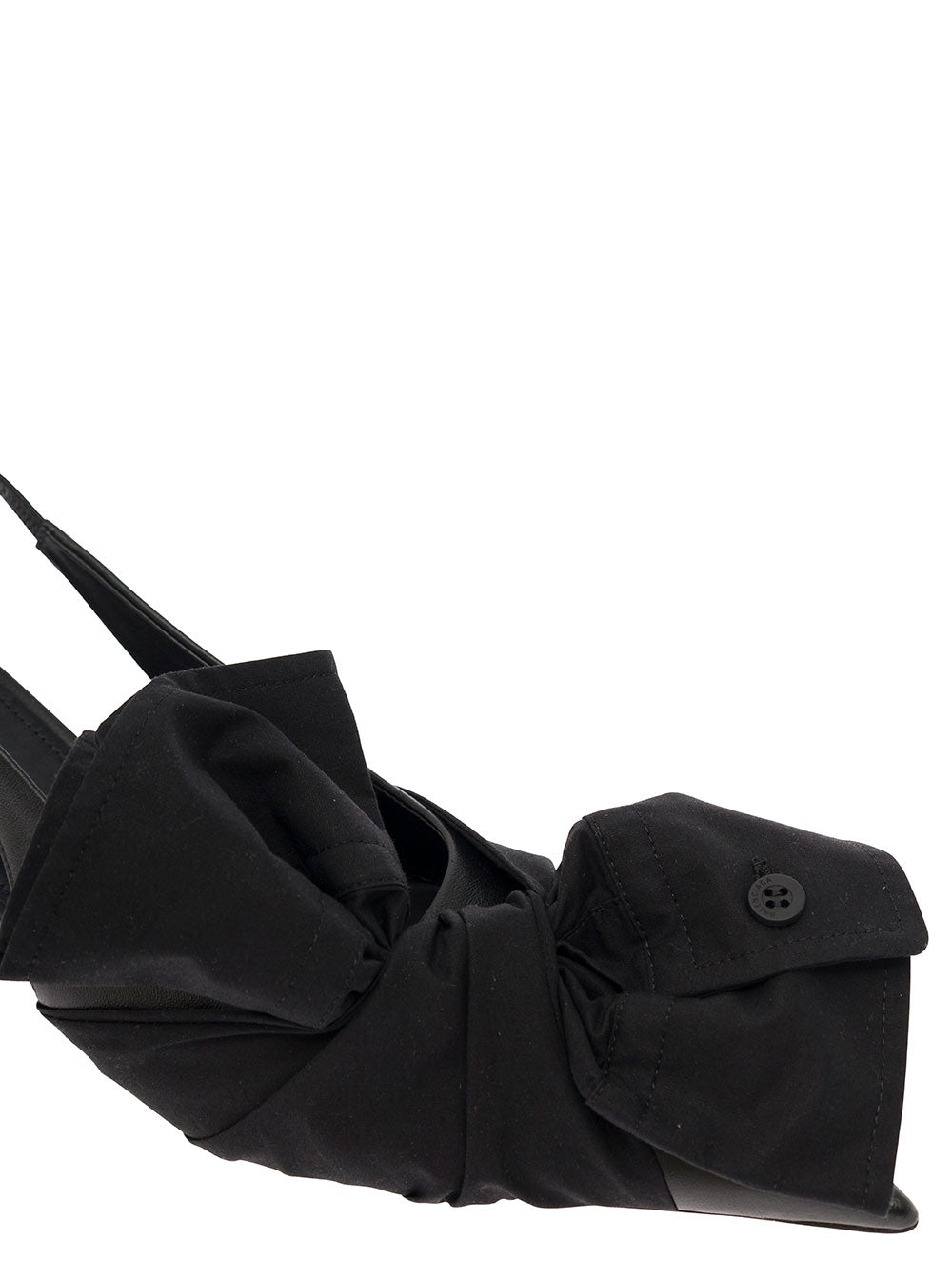 Balenciaga Women Black Slingback Pumps With Knot Detail In Leather And Cotton Woman BALENCIAGA