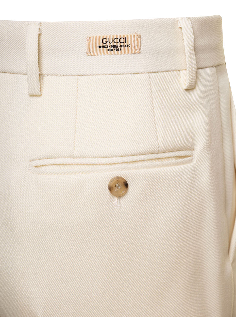 Gucci Men White Straight-Leg Pants With Gucci Cities Patch In Wool Man GUCCI