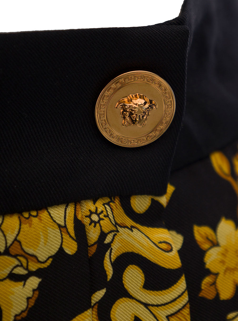 Versace Women Black And Golden Pleated Skirt With Baroque Print All-Over In Silk Woman VERSACE