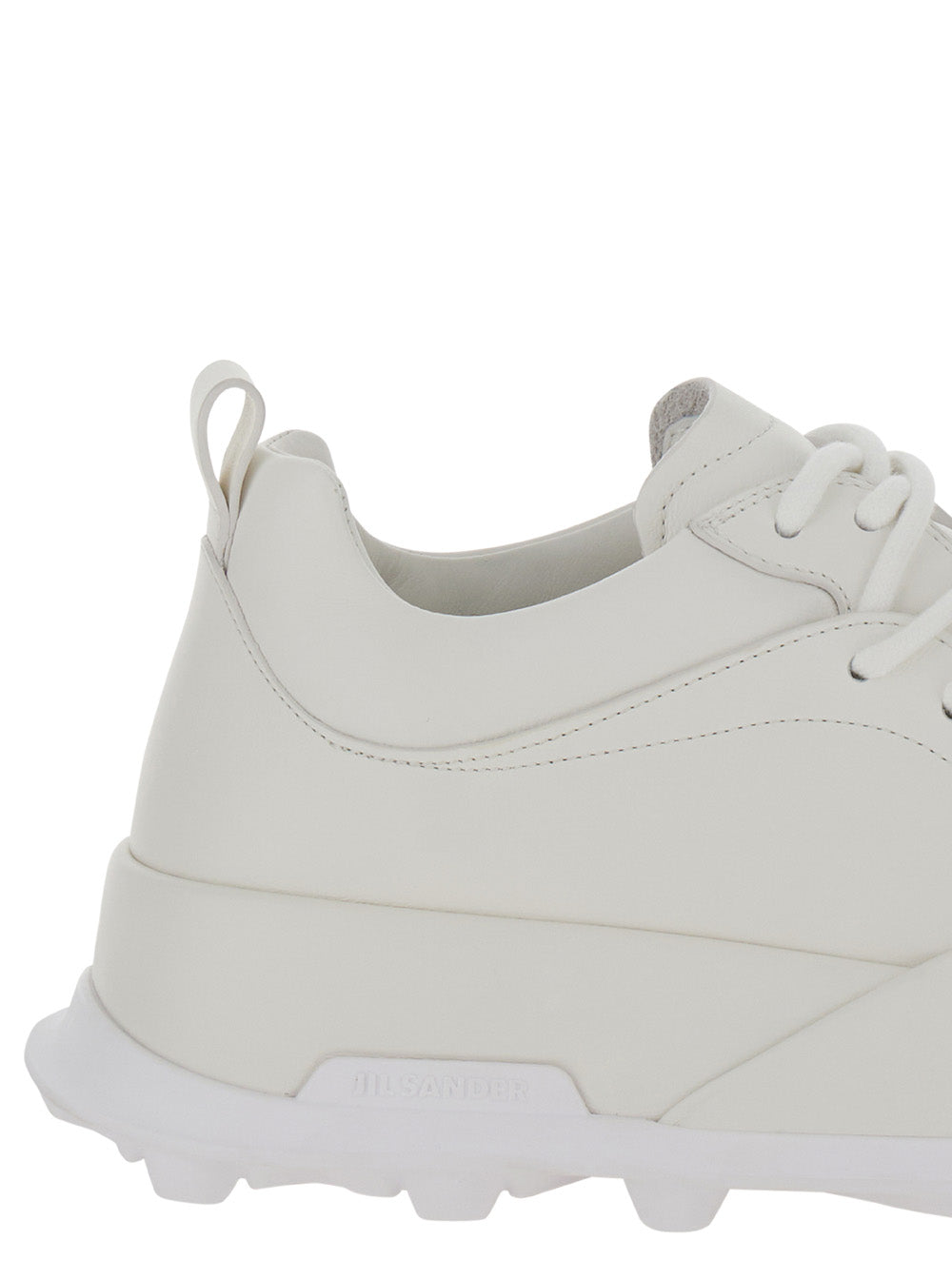 Jil Sander Men 'Orb' White Low Top Sneakers With Cleated Sole In Leather Man JIL SANDER