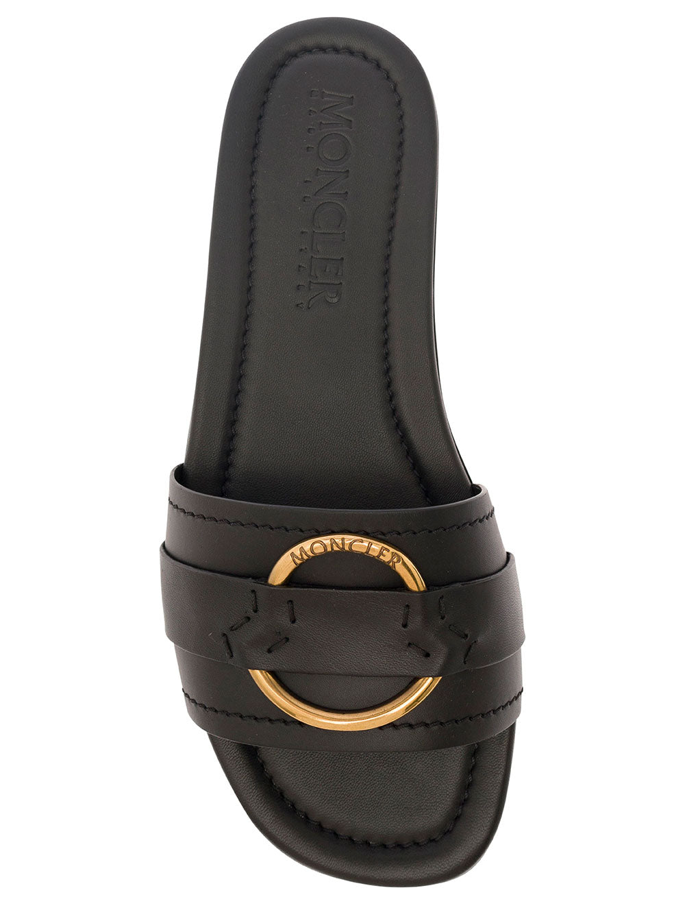 Moncler Women 'Bell' Black Slide With Heel In Leather Woman MONCLER