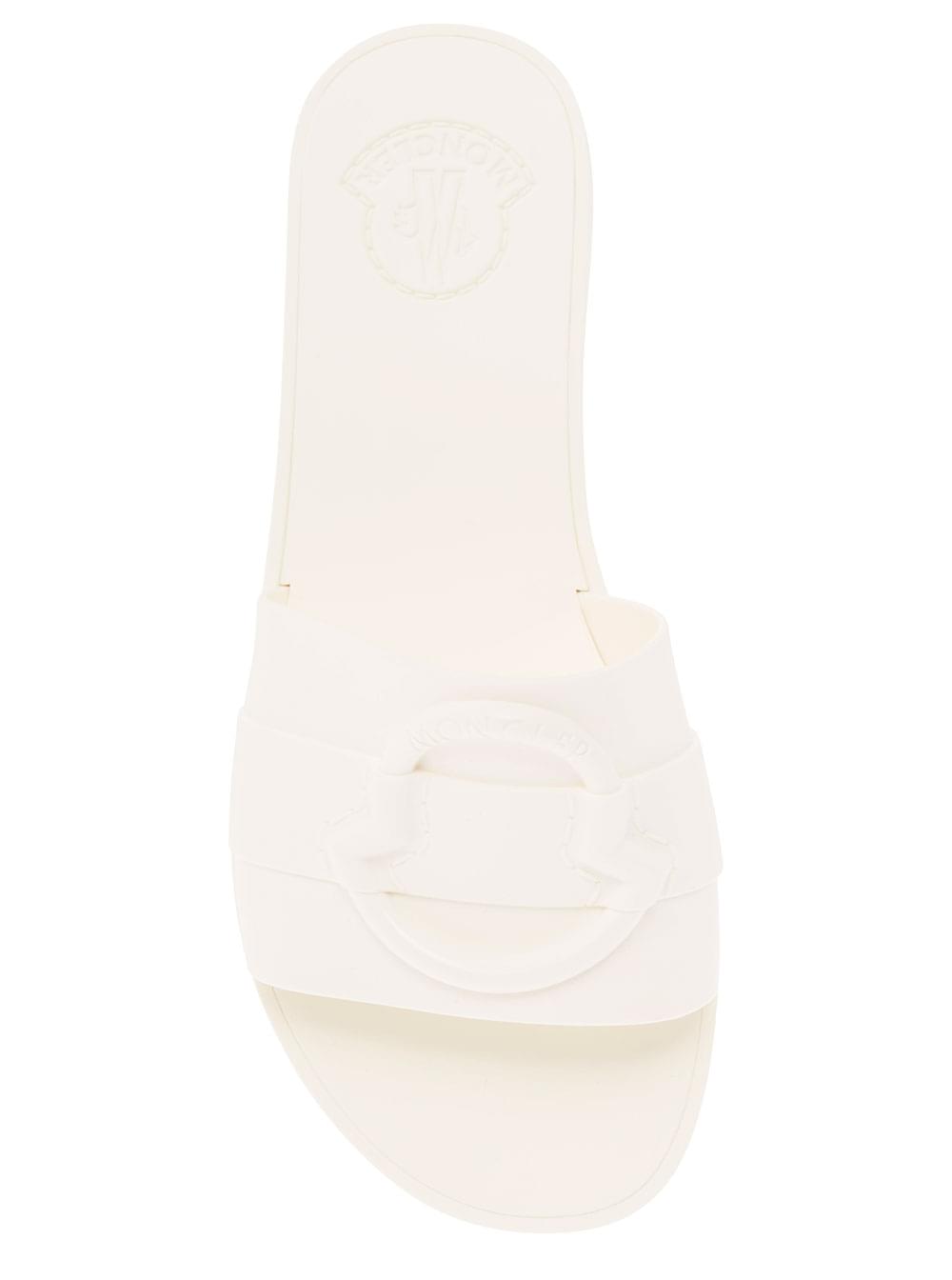 Moncler Women 'Mon' White Slide With Heel In Rubber Woman MONCLER