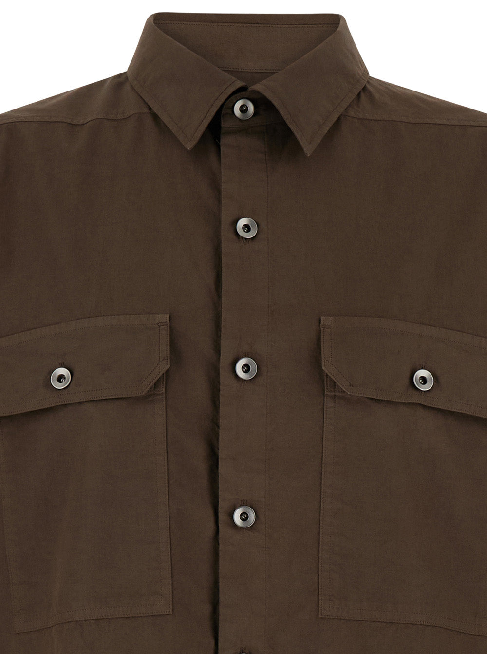 Drkshdw Men Brown Shirt With Oversize Band And Buttons In Cotton Man DRKSHDW