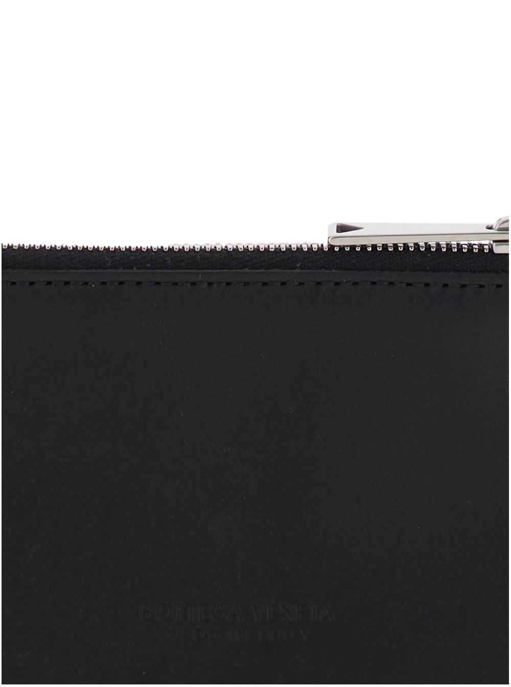 Bottega Veneta Men Black Card-Holder With Intreccio Motif In Leather Man BOTTEGA VENETA