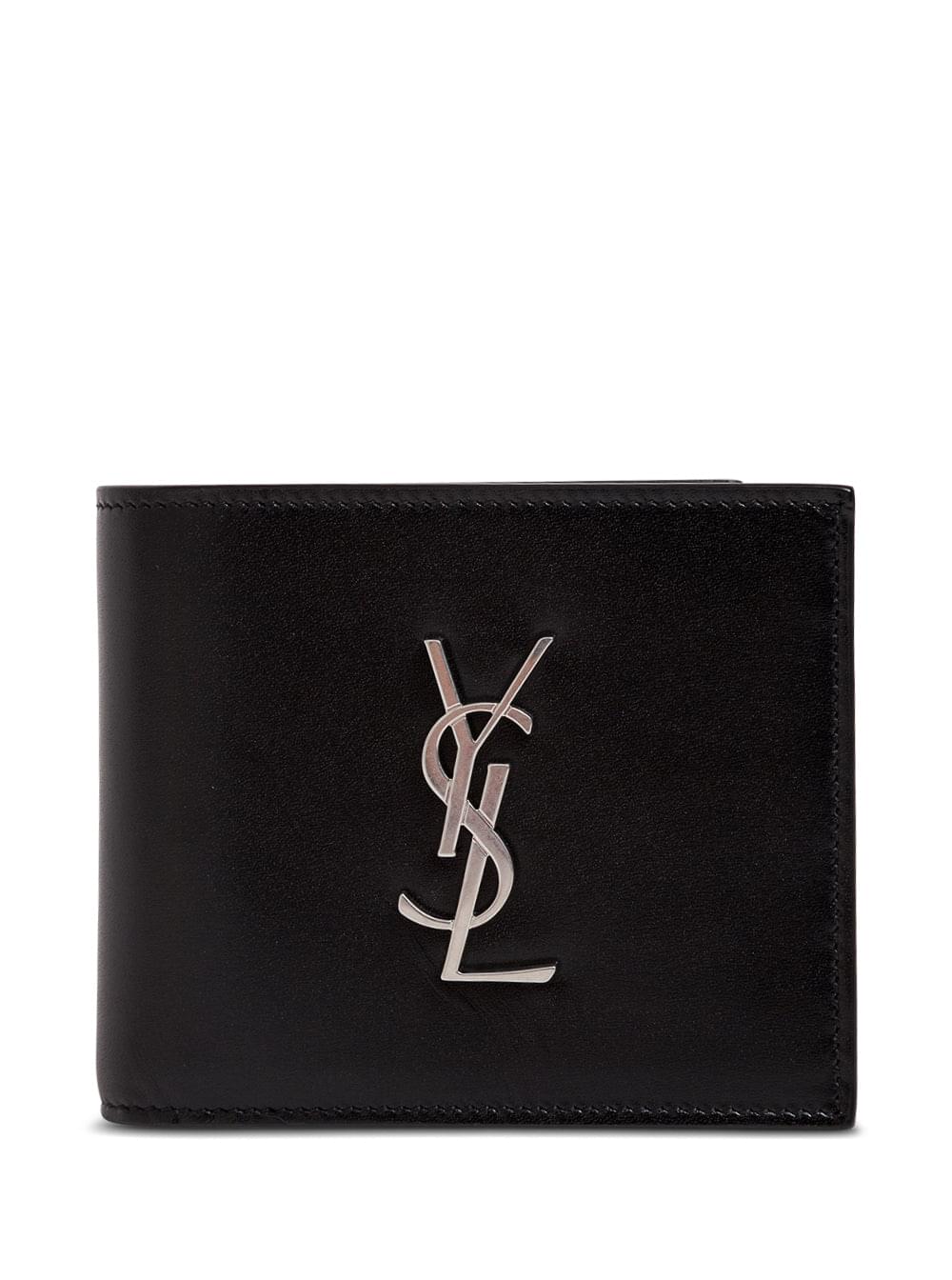 Saint Laurent Men Black Leather Wallet With Logo SAINT LAURENT