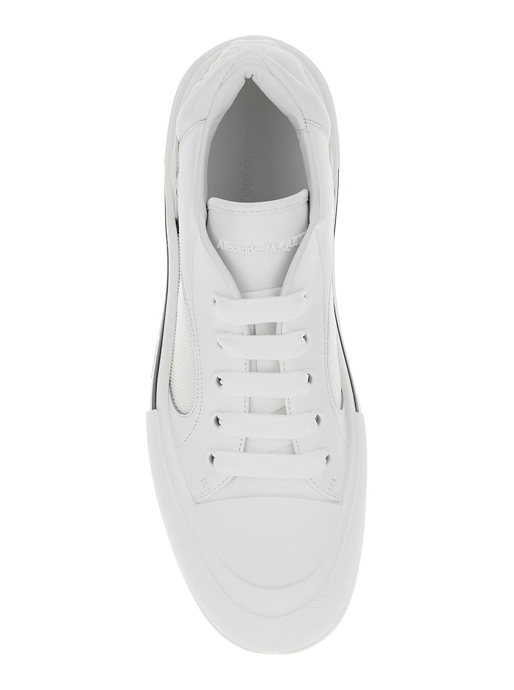 Alexander Mcqueen Men 'Cruis' White Low Top Sneakers With Logo Detail In Leather And Fabric Man ALEXANDER MCQUEEN