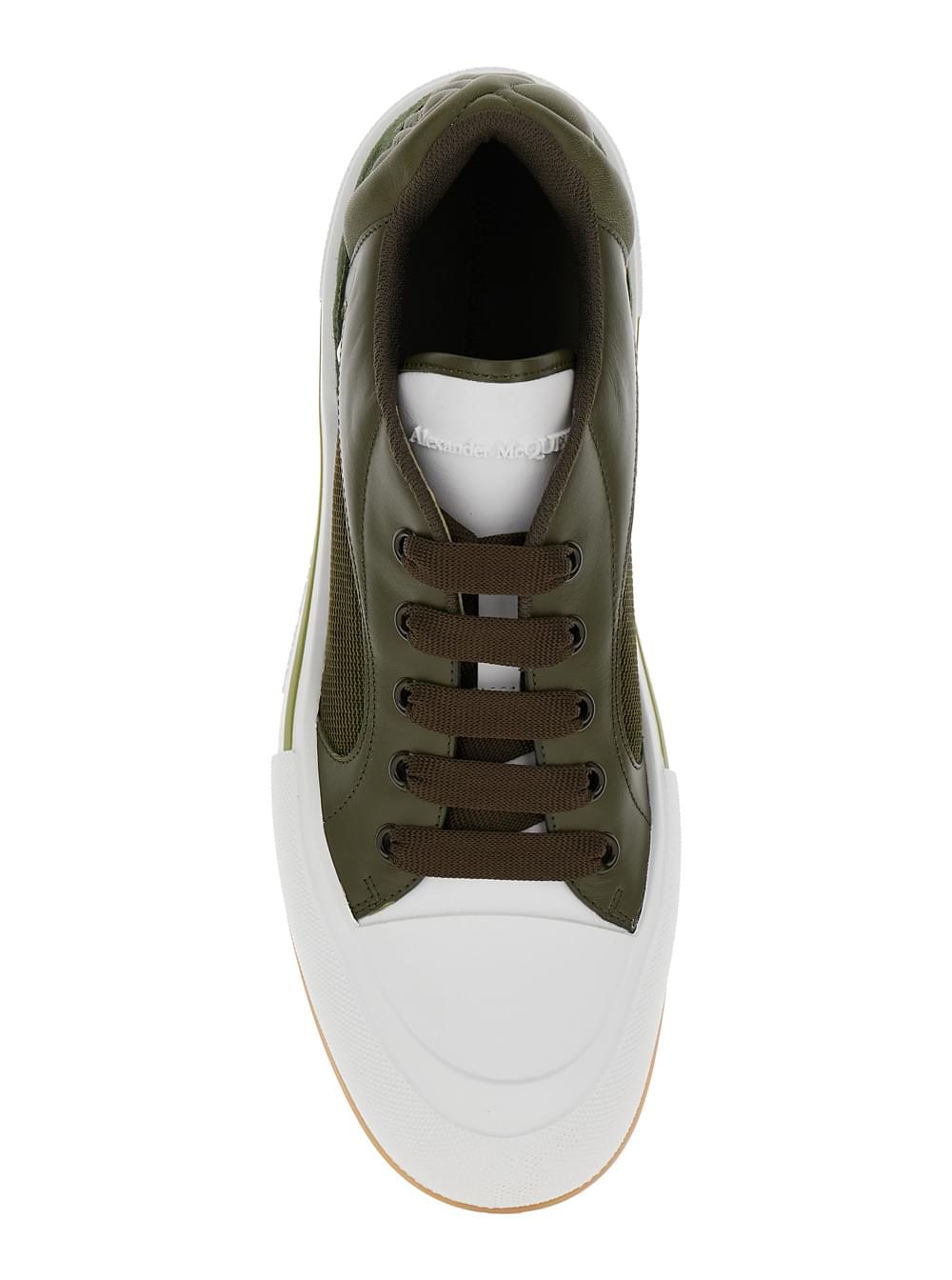Alexander Mcqueen Men 'Cruis' Green Low Top Sneakers With Logo Detail In Leather And Fabric Man ALEXANDER MCQUEEN