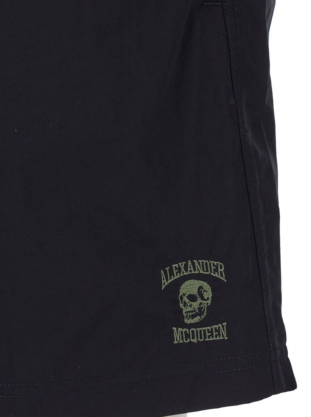 Alexander Mcqueen Men 'Varsity Skull' Black Swimming Shorts With Logo Detail In Nylon Man ALEXANDER MCQUEEN