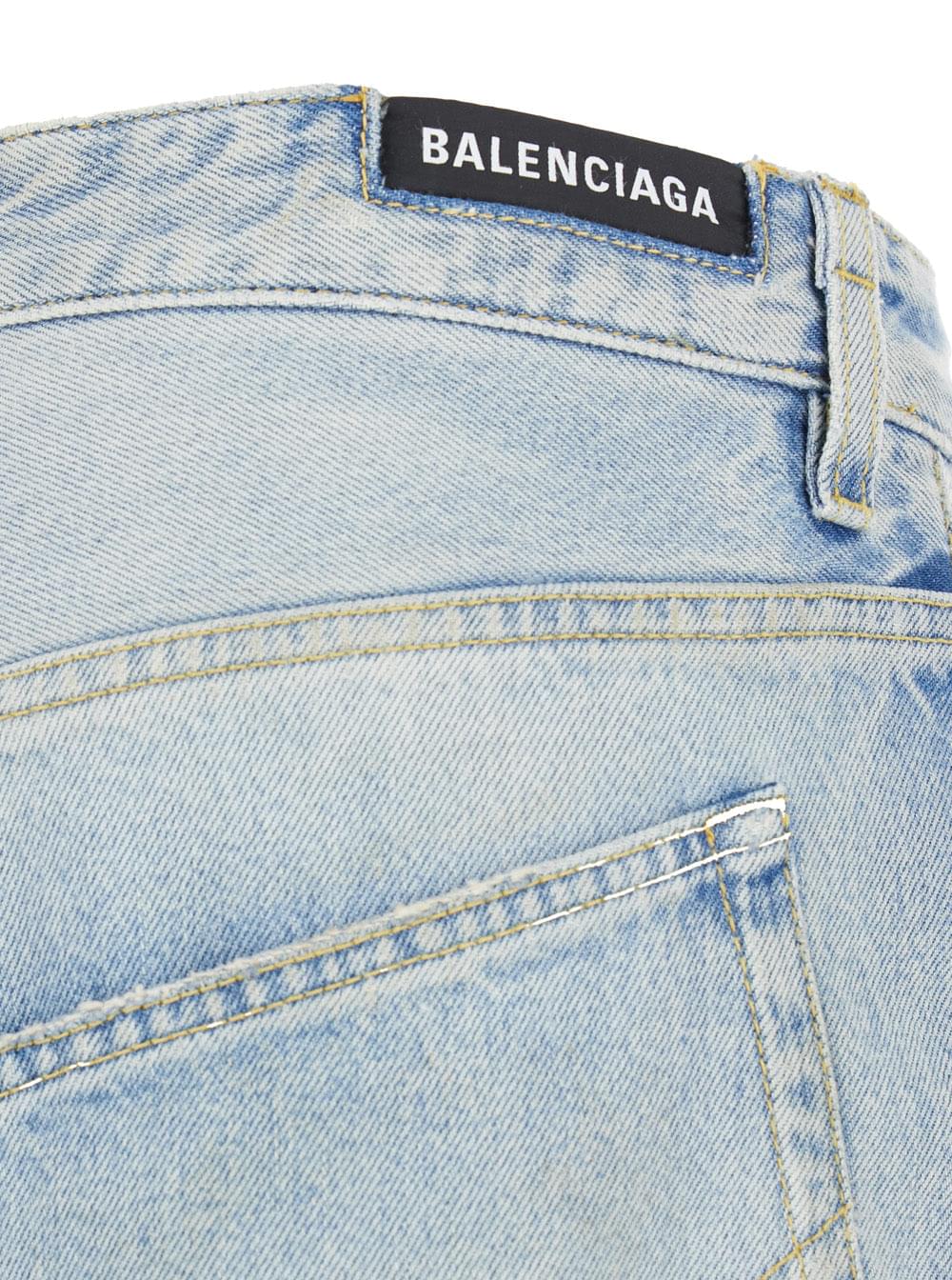 Balenciaga Women 'Fifty-Fifty' Light Blue Jeans With Asymmetric Legs In Denim Women BALENCIAGA