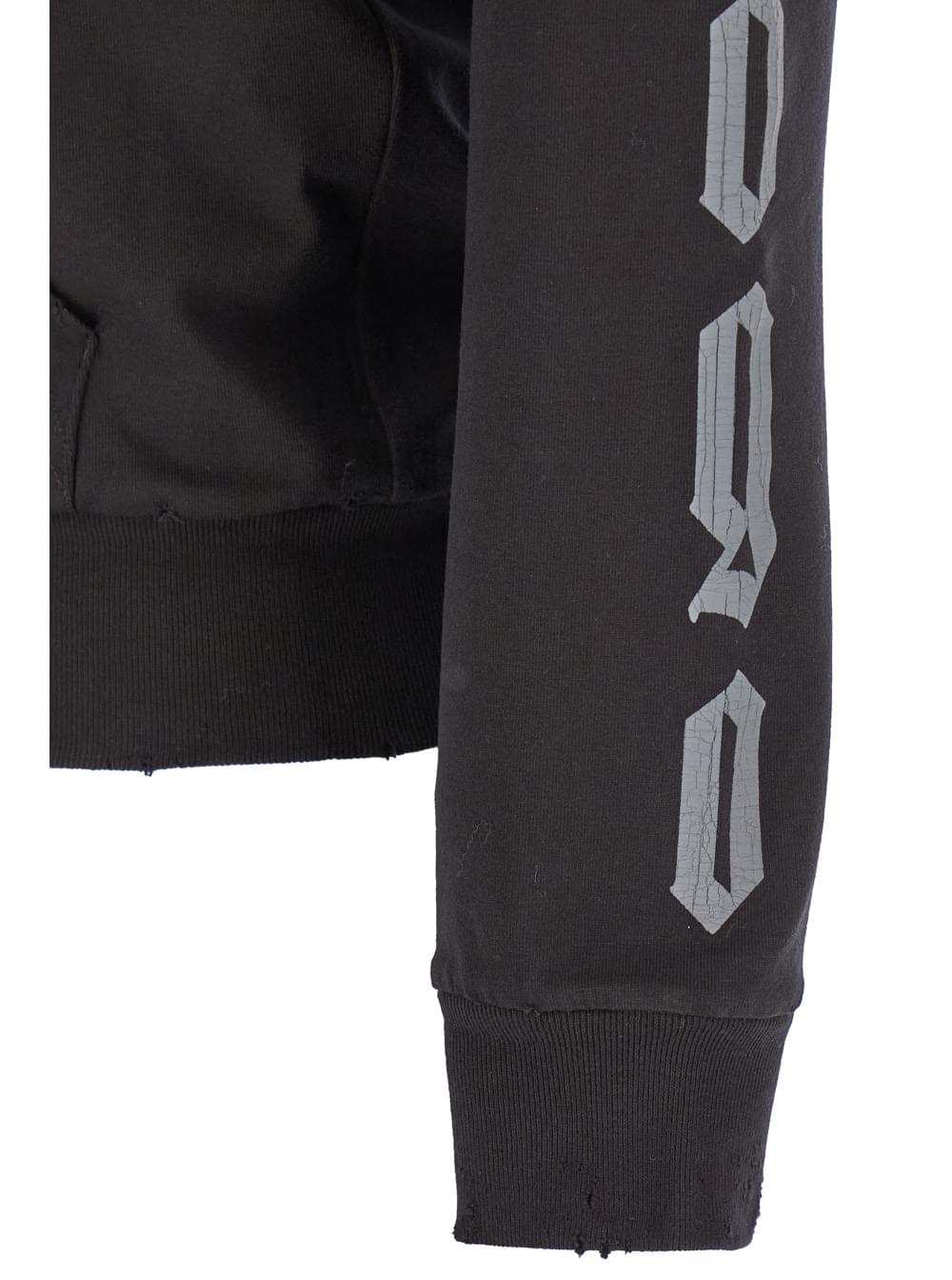 Balenciaga Women Black Zip-Up Hoodie With No Logo Gothic Print In Jersey Woman BALENCIAGA