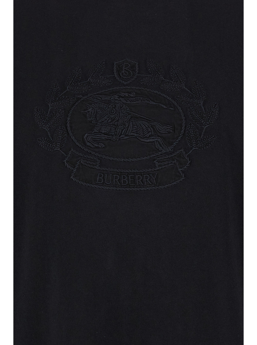 Burberry Men Black Boxy T-Shiirt With Tonal Equestrian Knight Embroidery In Cotton Man BURBERRY