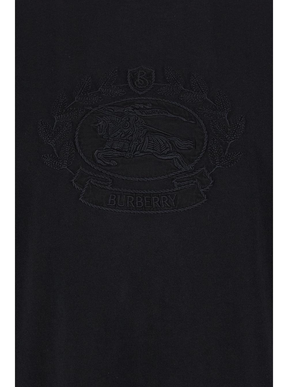 Burberry Men Black Boxy T-Shiirt With Tonal Equestrian Knight Embroidery In Cotton Man BURBERRY