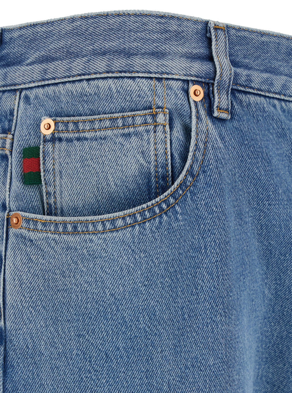 Gucci Men Light Blue Blue Jeans With Gucci Rossa Ancora Patch In Blue Washed Denim Woman GUCCI