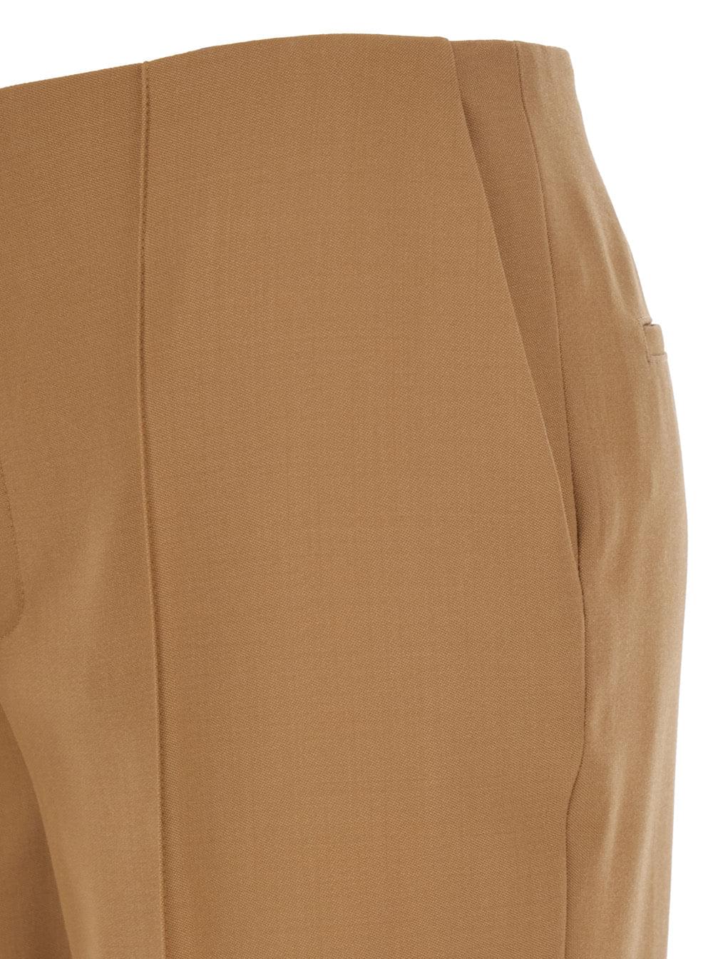 Chloé Women Beige Flared Pants With Asymmetric Hem In Grain De Poudre Wool Woman CHLOE