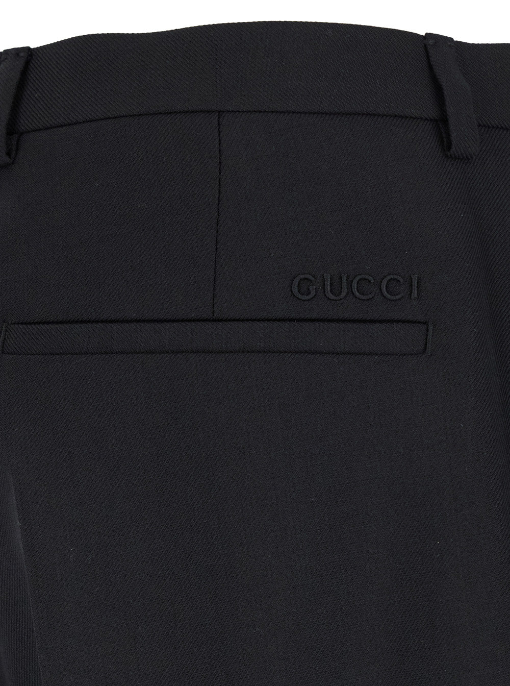 Gucci Men Black Tailored Pants With Tonal Logo Lettering In Wool Man GUCCI