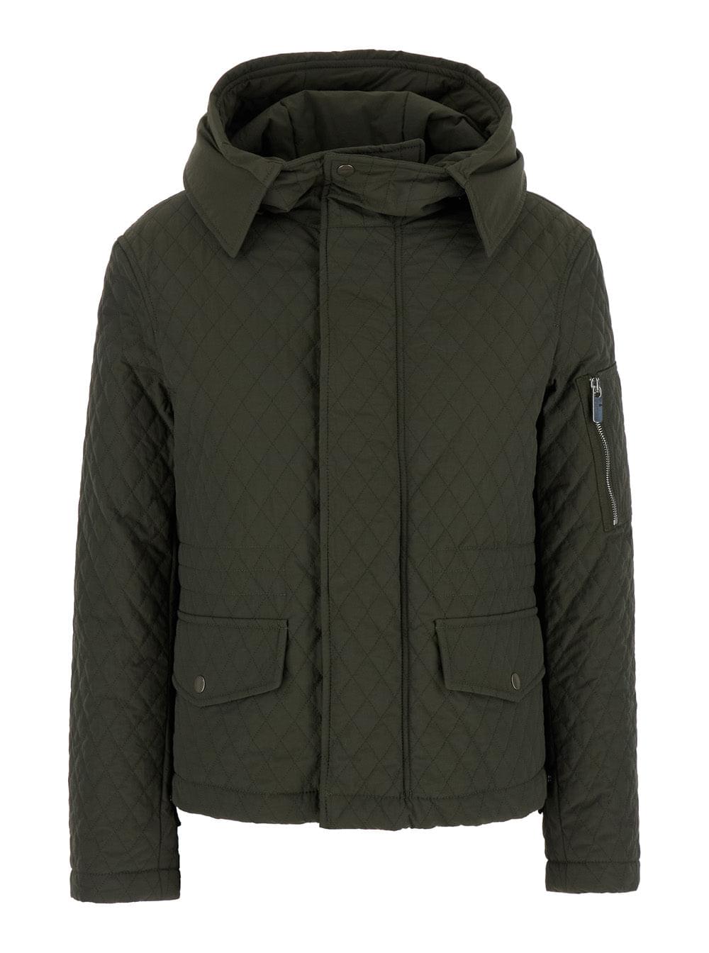 Burberry Women Green Quilted Jacket With Ekd Logo Detail In Cotton Blend Woman BURBERRY