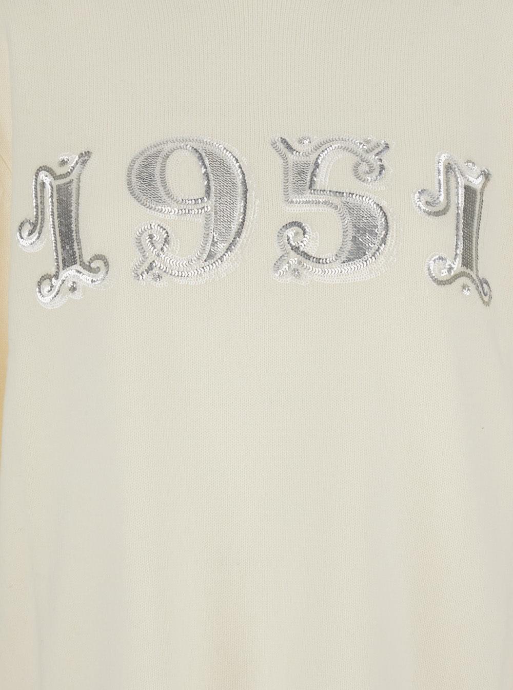 Max Mara Women White Sweater With 1951 Logo In Wool And Cashmere Woman MAX MARA