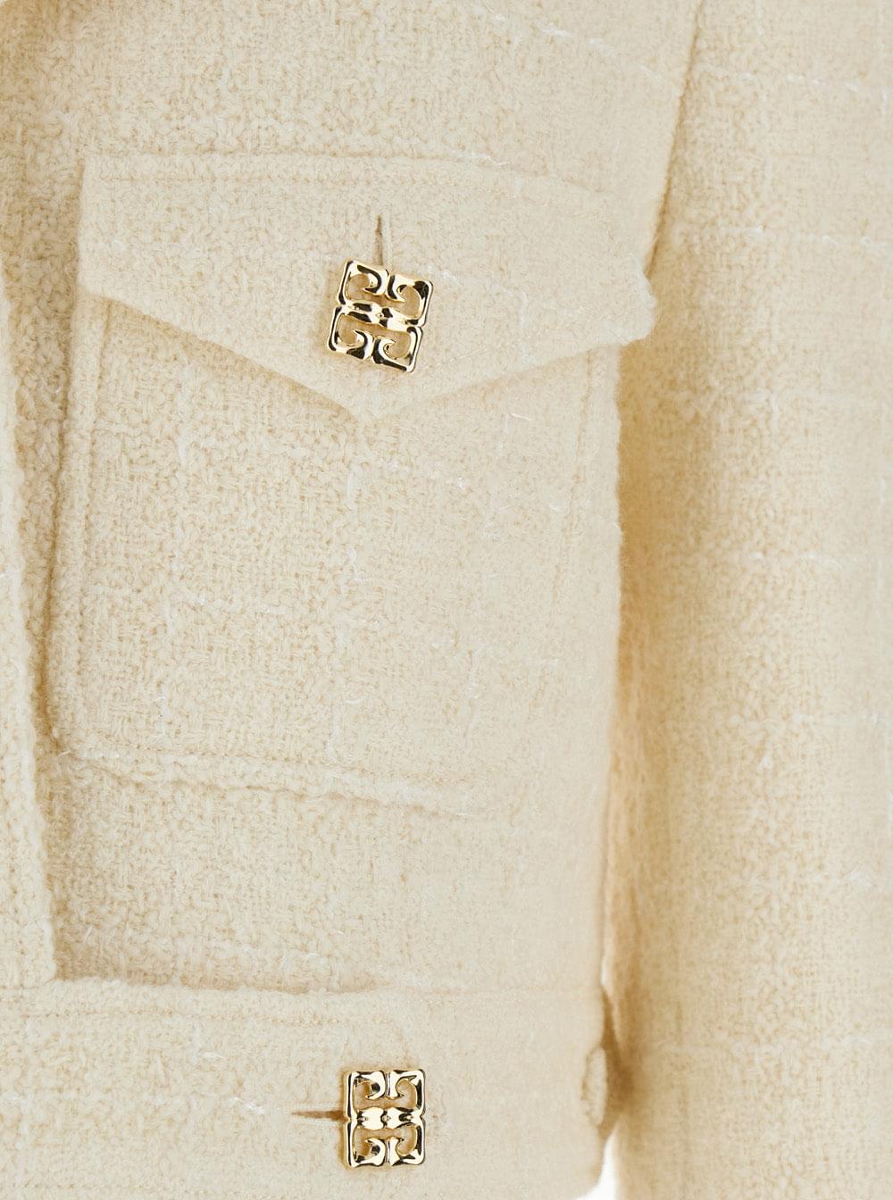 Givenchy Women White Jacket With Logo 4G Detail On The Buttons In Wool Blend Woman GIVENCHY