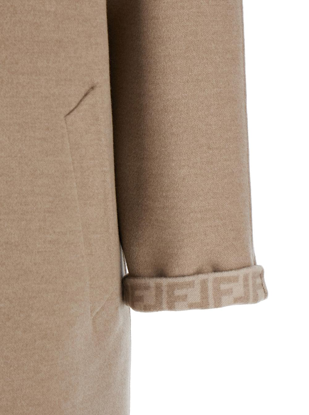 Fendi Women Beige Single-Breasted Reversible Coat In Wool Blend Woman FENDI