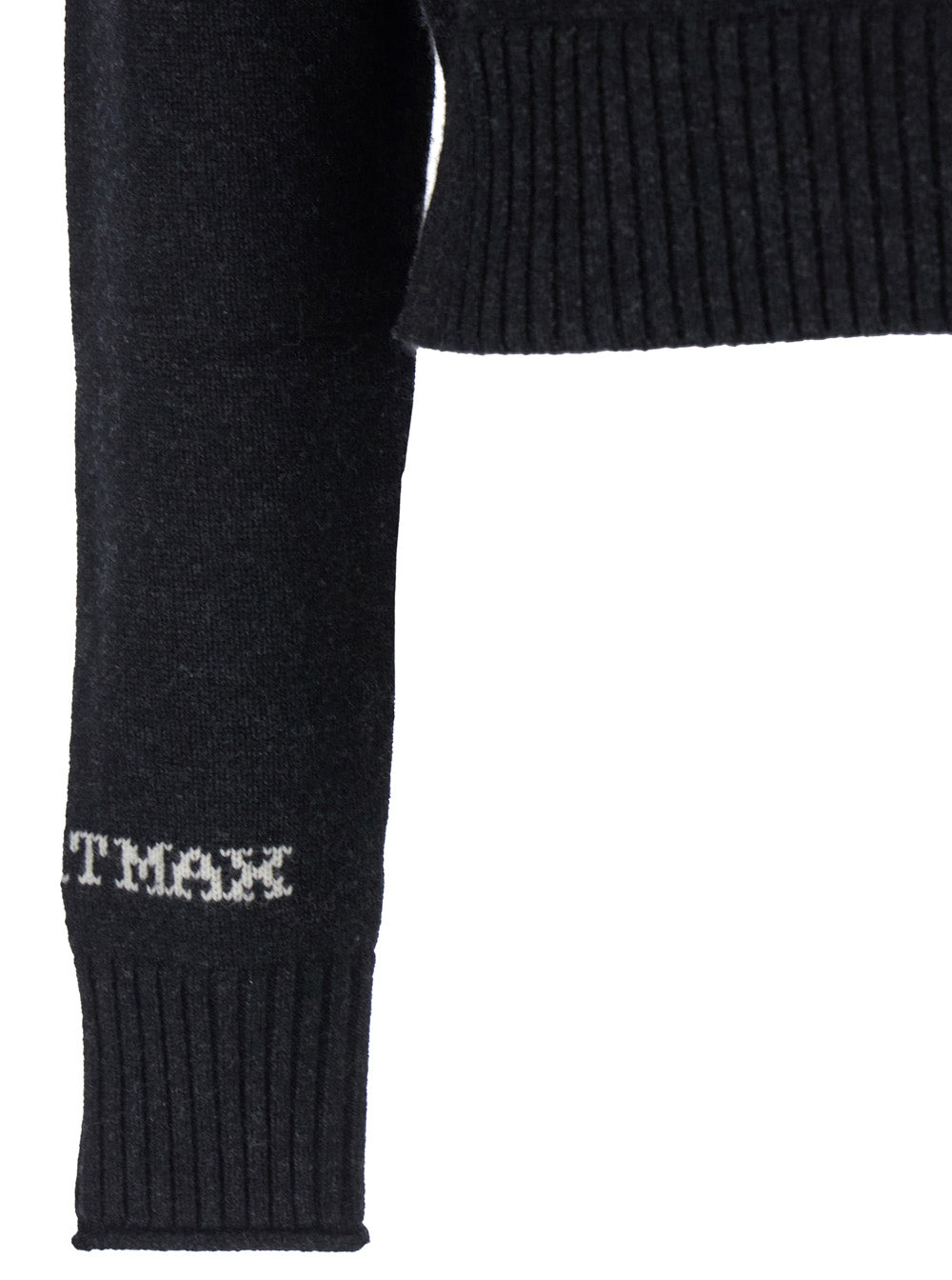 Sportmax Women 'Agadir' Black Crewneck Sweater With Logo Lettering On The Sleeve In Wool And Cashmere Woman SPORTMAX