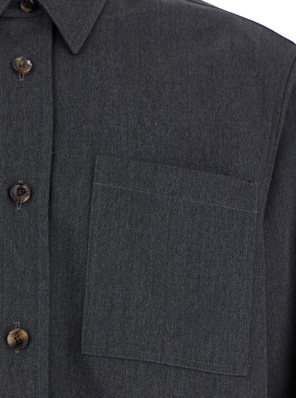 Gucci Men Grey Shirt With Pointed Collar In Wool Man GUCCI