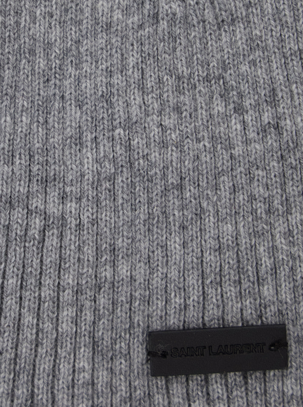 Saint Laurent Men Grye Beanie With Logo Patch In Cashmere Man SAINT LAURENT