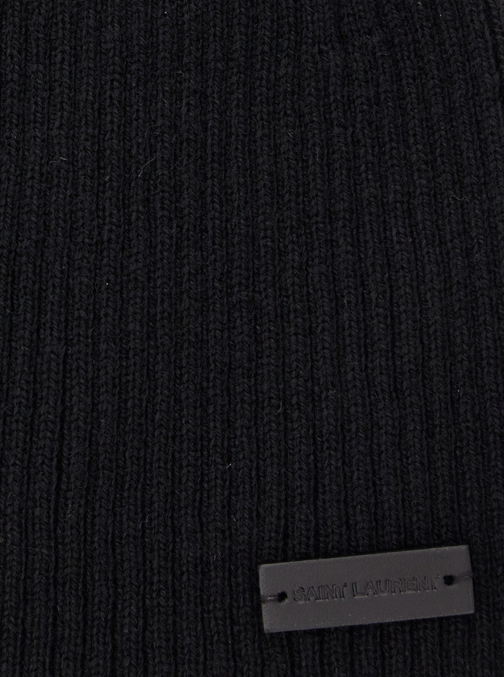 Saint Laurent Men Black Beanie With Logo Patch In Cashmere Man SAINT LAURENT