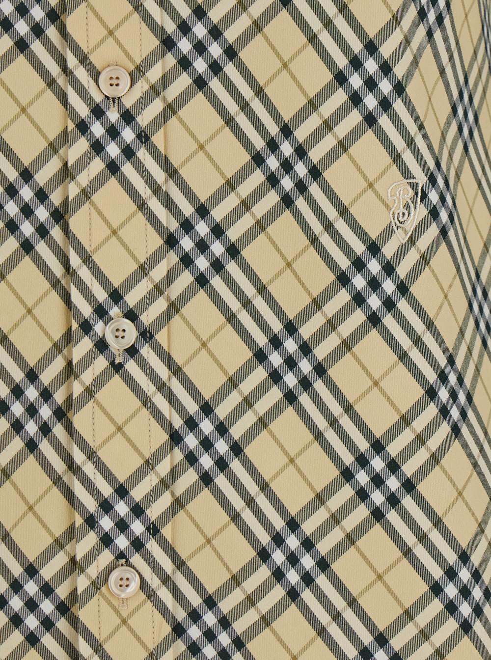 Burberry Women Beige Oversize Shirt With All-Over Check Motiv In Cotton Woman BURBERRY