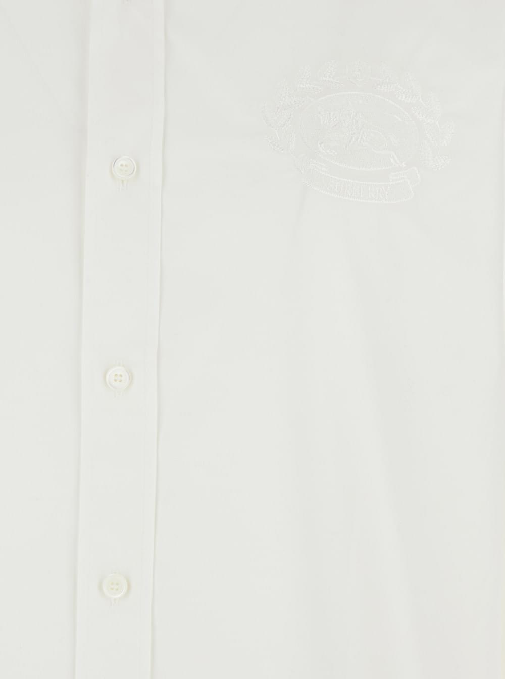 Burberry Men White Shirt With Classic Collar And Embroidered Logo On The Front In Cotton Man BURBERRY