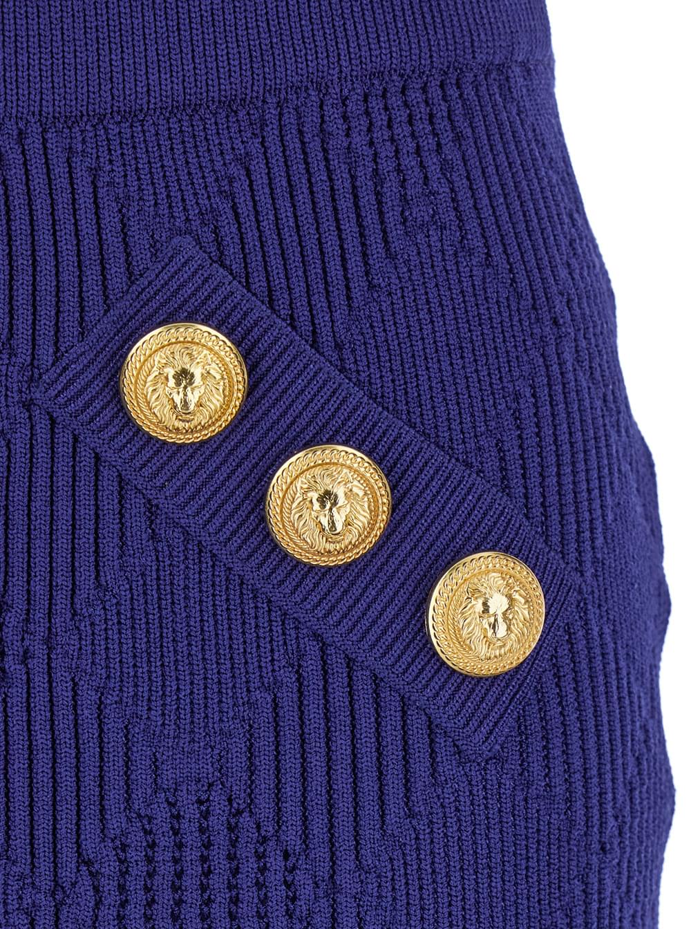 Balmain Women Blue Mini Skirt With Jewel Buttons In Viscose Blend Woman BALMAIN