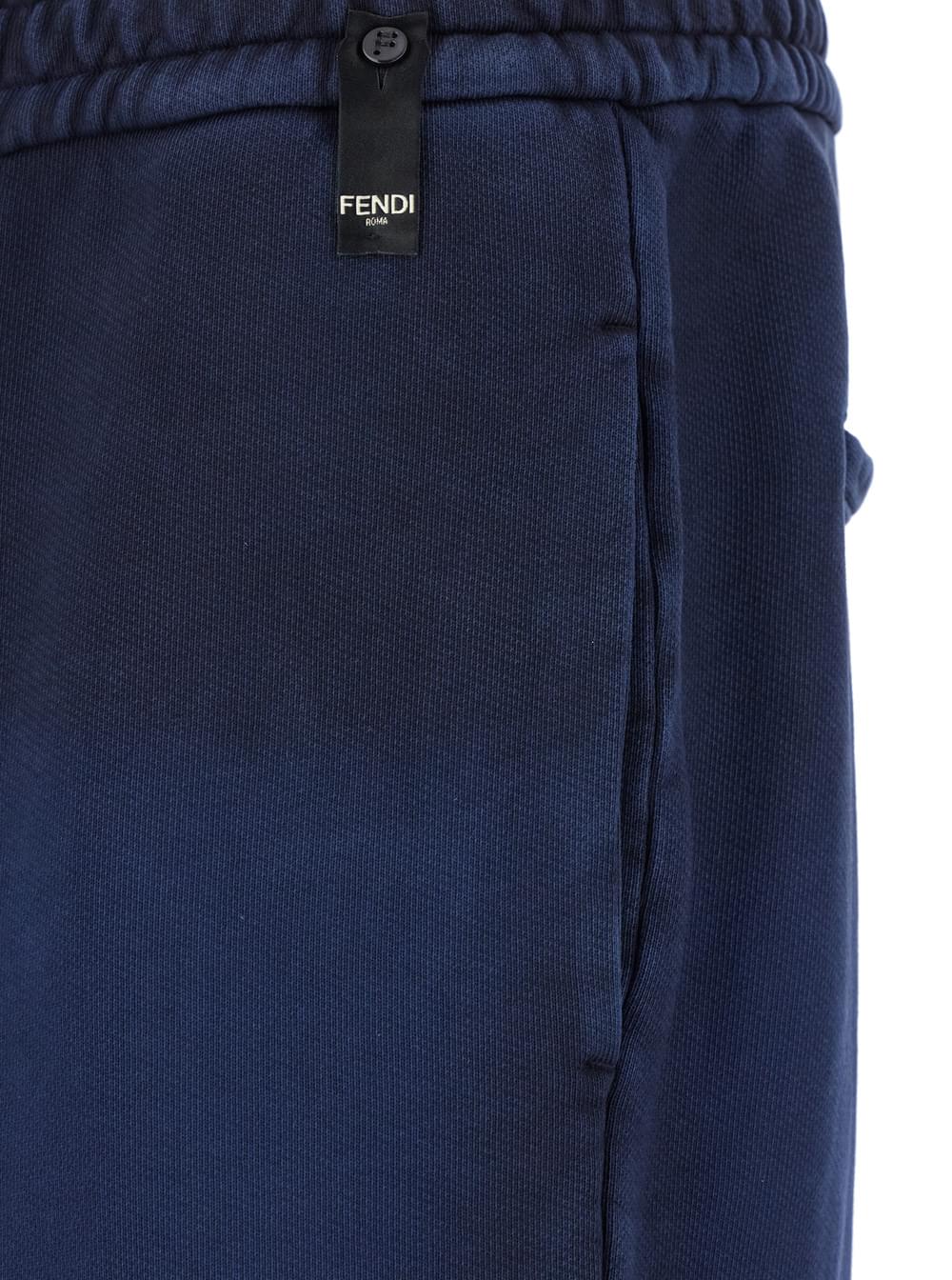 Fendi Men Blue Pants With High Elastic Waist In Cotton Man FENDI
