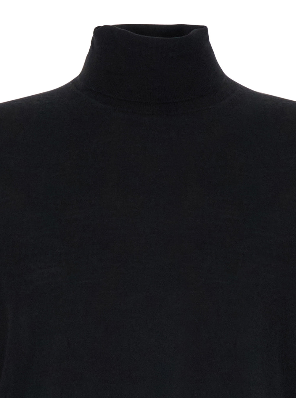 Leplain Men Turtleneck Sweater With Long Sleeves In Merino Wool And Black Silk For Men LEPLAIN