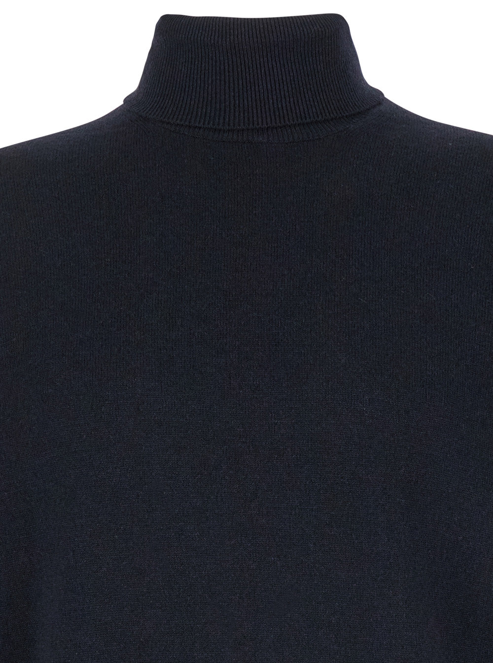 Leplain Men Turtleneck Sweater With Long Sleeves In Merino Wool And Silk Blend Dark Blue Men LEPLAIN